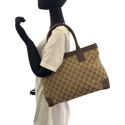 Gucci Tote Bag 002 1119 Gg Canvas Brown Beige Silvermetal