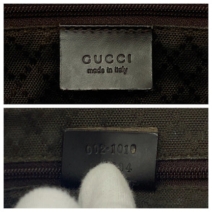 Gucci Tote Bag 002 1010 Nylon Brown Black Silvermetal Tote Bag Handbag Bamboo Women