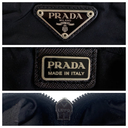 Prada Pouch Nylon Black Silvermetal Test Triangle With Logo