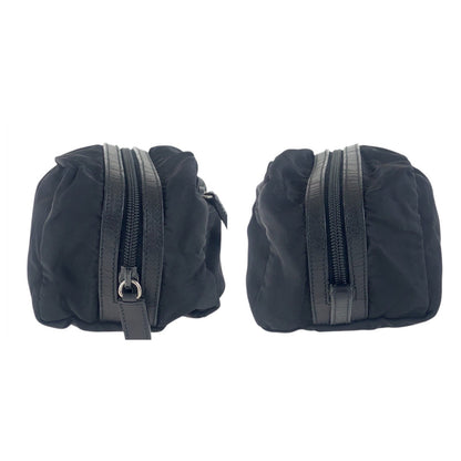 Prada Pouch Nylon Black Silvermetal Test Triangle With Logo