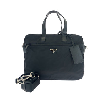 Prada Shoulder Bag Nylon Black Silvermetal Shoulder Bag Business Bag 2Way Test Triangle With Logo