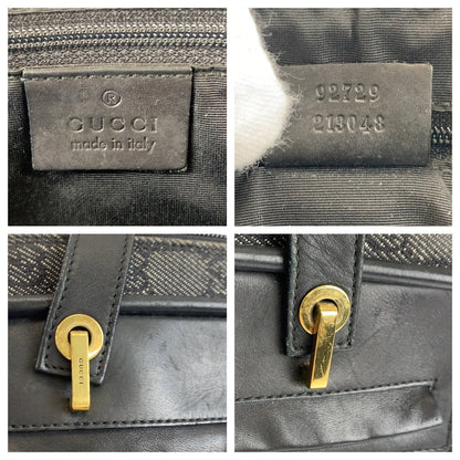 Gucci Shoulder Bag 92729 Gg Canvas, Leather Black Goldmetal Women