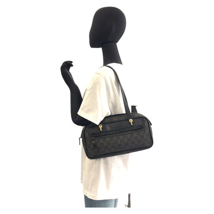 Gucci Shoulder Bag 92729 Gg Canvas, Leather Black Goldmetal Women