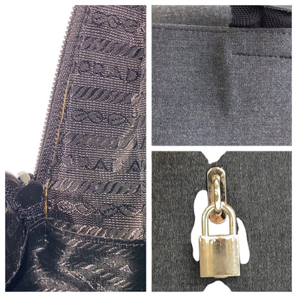 Prada Tote Bag Canvas Grey Black Silvermetal Tote Bag Shoulder Bag Unisex Prada Sports Women