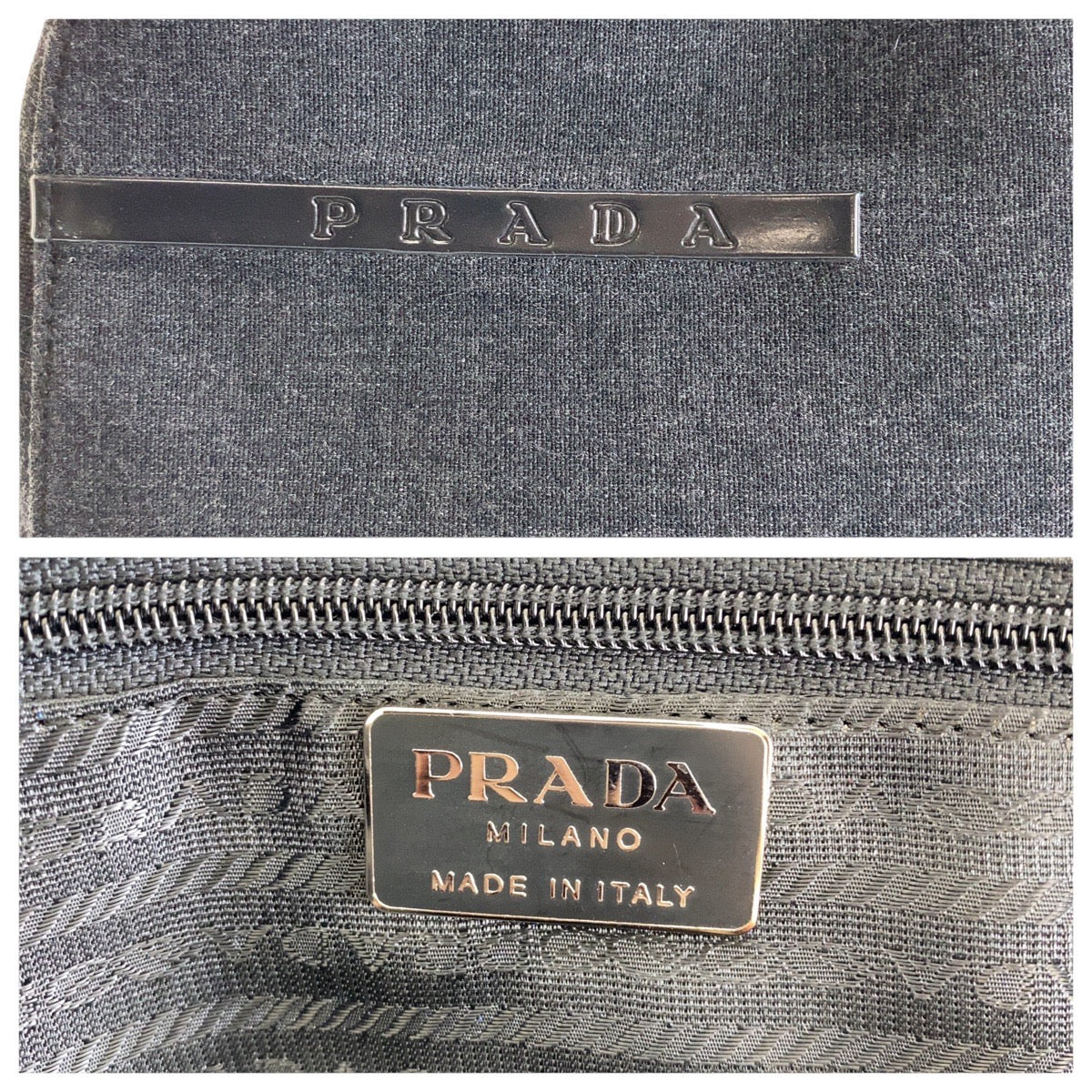 Prada Tote Bag Canvas Grey Black Silvermetal Tote Bag Shoulder Bag Unisex Prada Sports Women