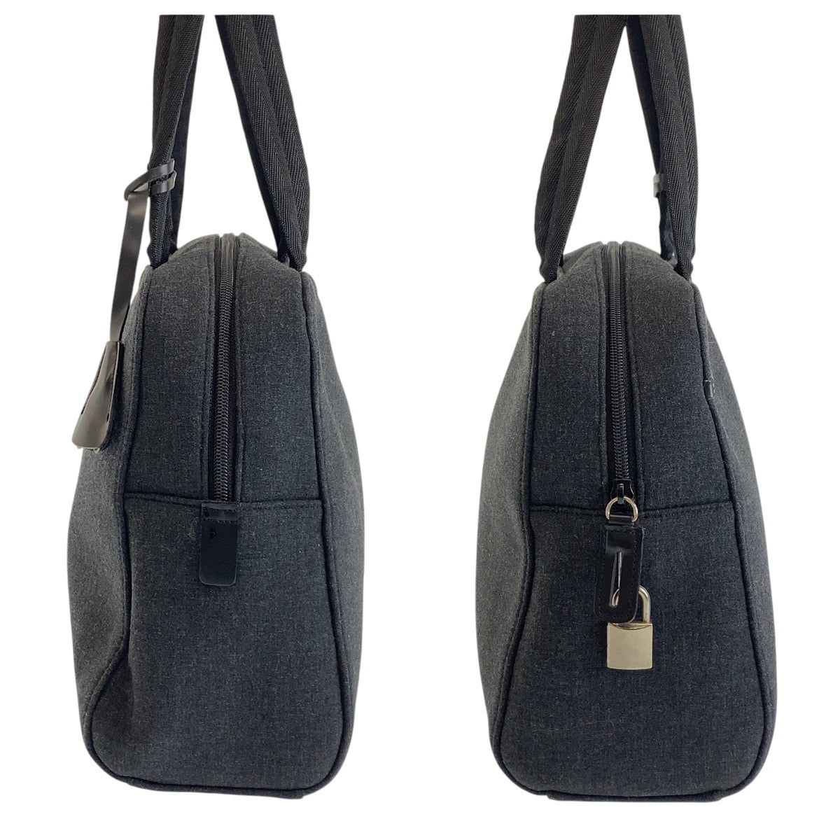 Prada Tote Bag Canvas Grey Black Silvermetal Tote Bag Shoulder Bag Unisex Prada Sports Women