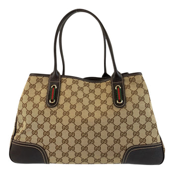 Gucci Tote Bag 163805 Gg Canvas, Leather Beige Brown Gold Metal Tote Bag Shoulder Bag Prince