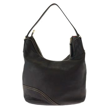 Gucci Shoulder Bag 182491 Leather Brown Gold Metal Interlocking Women