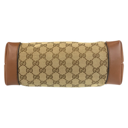 Gucci Shoulder Bag 337598 Gg Canvas, Leather Beige Brown Silvermetal Shoulder Bag Messenger Bag