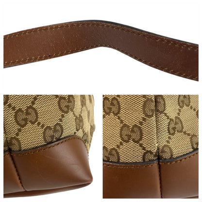 Gucci Shoulder Bag 337598 Gg Canvas, Leather Beige Brown Silvermetal Shoulder Bag Messenger Bag
