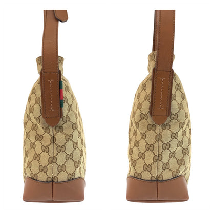 Gucci Shoulder Bag 337598 Gg Canvas, Leather Beige Brown Silvermetal Shoulder Bag Messenger Bag