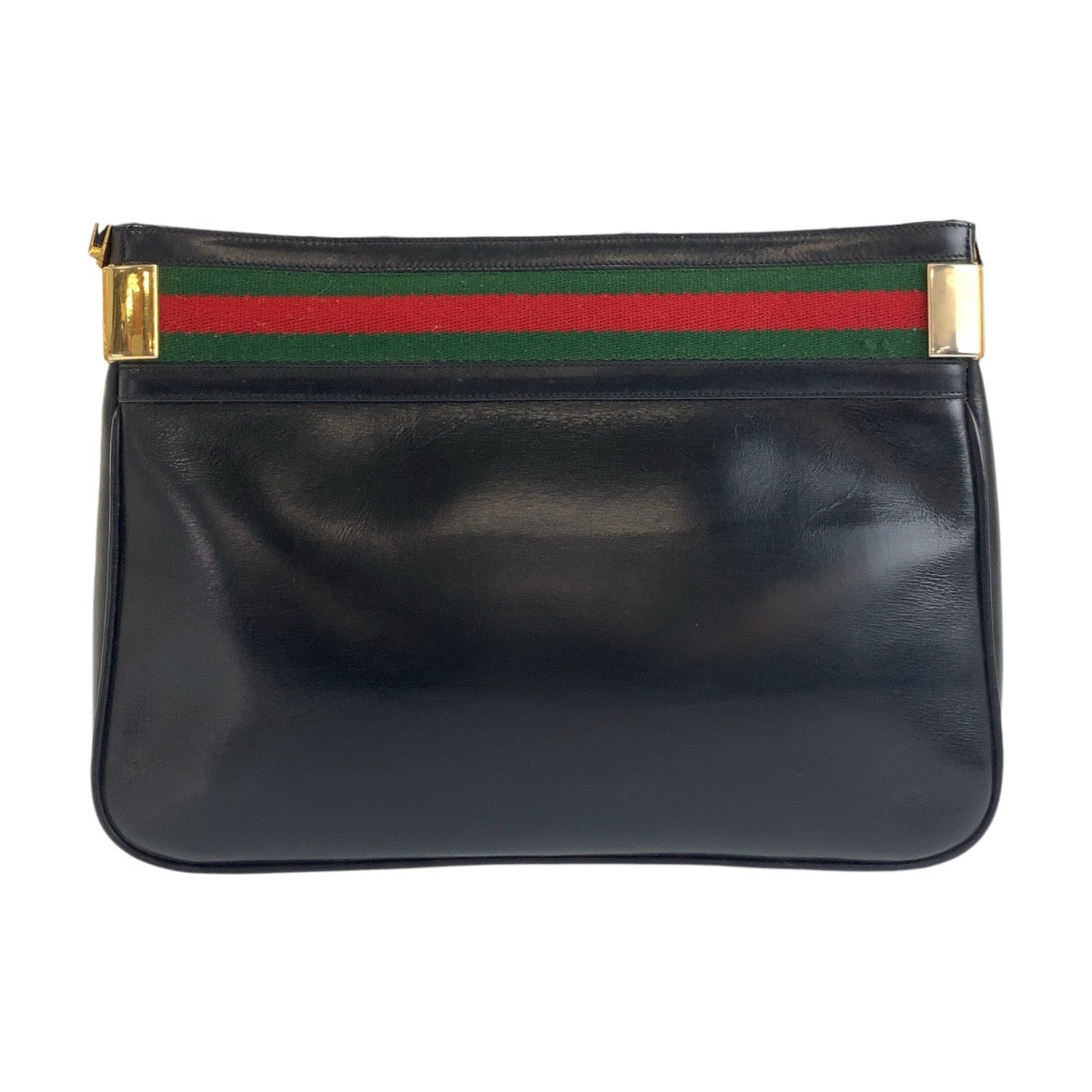 Gucci Shoulder Bag Leather Black Goldmetal Shoulder Bag Pochette Sherry Line Old Gucci Women