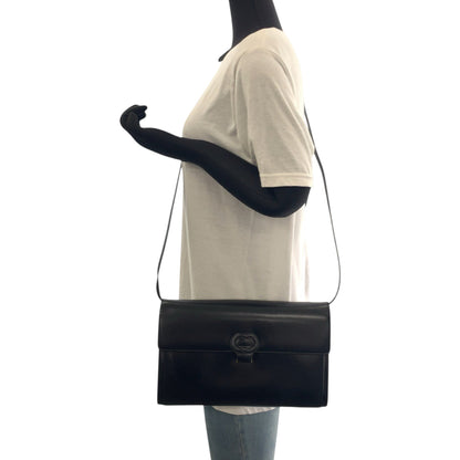 Gucci Shoulder Bag 26 004 0297 Leather Black Goldmetal Shoulder Bag Clutch Bag 2Way Old Gucci Women