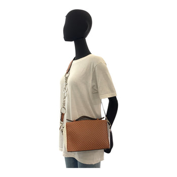 Tod'S Shoulder Bag Leather Brown Black Silvermetal Shoulder Bag Handbag 2Way Gommini Women