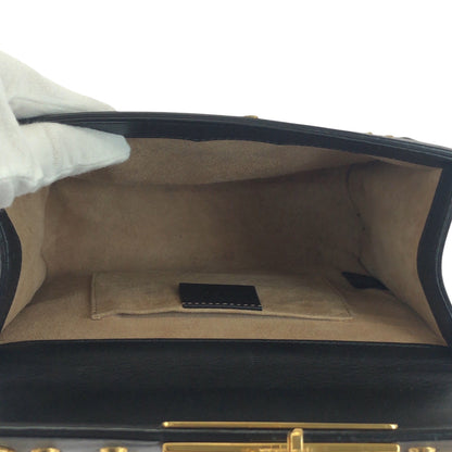 Gucci Shoulder Bag 432182 Leather Black Gold Metal Chainshoulder Bag Pochette Studs Pearl Women