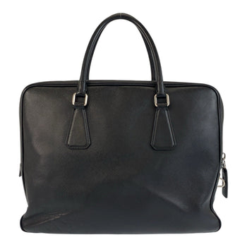 Prada Business Bag Leather Black Silvermetal Business Bag Briefcase Safiano Mens