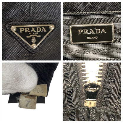 Prada Business Bag Leather Black Silvermetal Business Bag Briefcase Safiano Mens