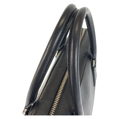 Prada Business Bag Leather Black Silvermetal Business Bag Briefcase Safiano Mens