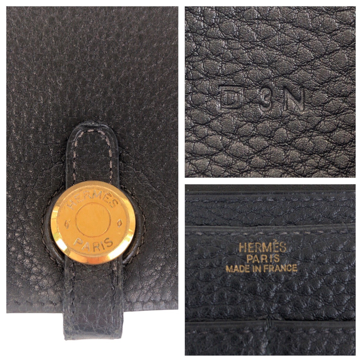 Hermes Long Wallet Purse Taurillon Clemence Black Goldmetal Long Wallet Purse Long Wallet Unisex