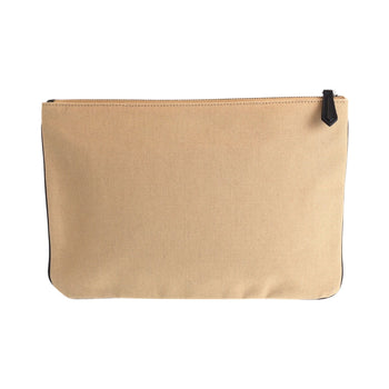 Fendi Clutch Bag Canvas Beige Silvermetal Clutch Bag Business Bag Pouch Logo Women