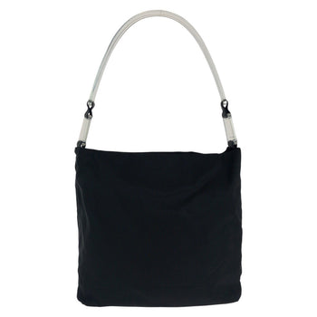 Prada Shoulder Bag Nylon, Plastic Black Silvermetal Test Triangle With Logo Women
