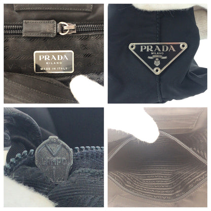Prada Shoulder Bag Nylon, Plastic Black Silvermetal Test Triangle With Logo Women