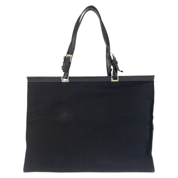 Prada Tote Bag Canvas Black Silvermetal Tote Bag Shoulder Bag Triangle With Logo Women