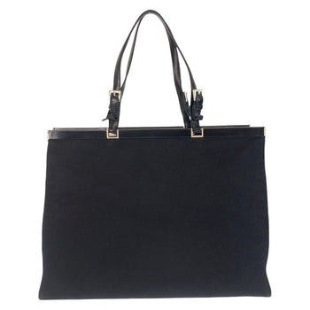 Prada Tote Bag Canvas Black Silvermetal Tote Bag Shoulder Bag Triangle With Logo Women