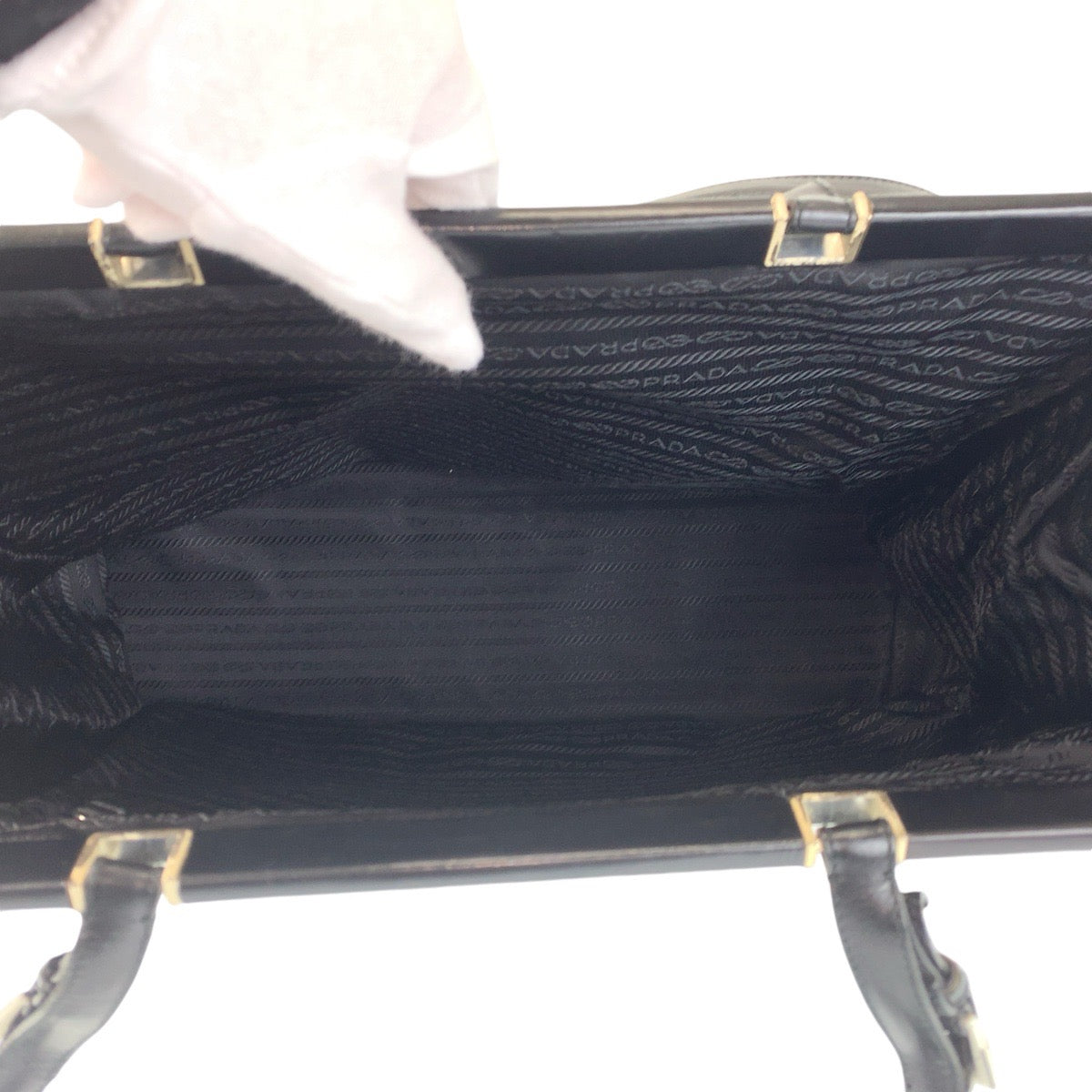 Prada Tote Bag Canvas Black Silvermetal Tote Bag Shoulder Bag Triangle With Logo Women