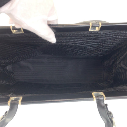 Prada Tote Bag Canvas Black Silvermetal Tote Bag Shoulder Bag Triangle With Logo Women