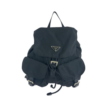 Prada Backpack Nylon Black Silvermetal Backpack Backpack Test Triangle With Logo Women