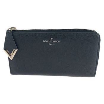 Louis Vuitton Long Wallet Purse M60146 Leather Noir Black Silvermetal Long Wallet Purse