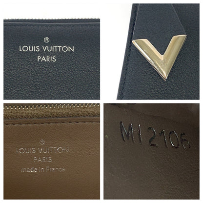 Louis Vuitton Long Wallet Purse M60146 Leather Noir Black Silvermetal Long Wallet Purse