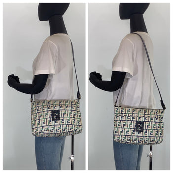 Fendi Shoulder Bag Canvas Green Pink Navy Crossbody Shoulder Bag Messenger Bag Zucca Pattern Ff
