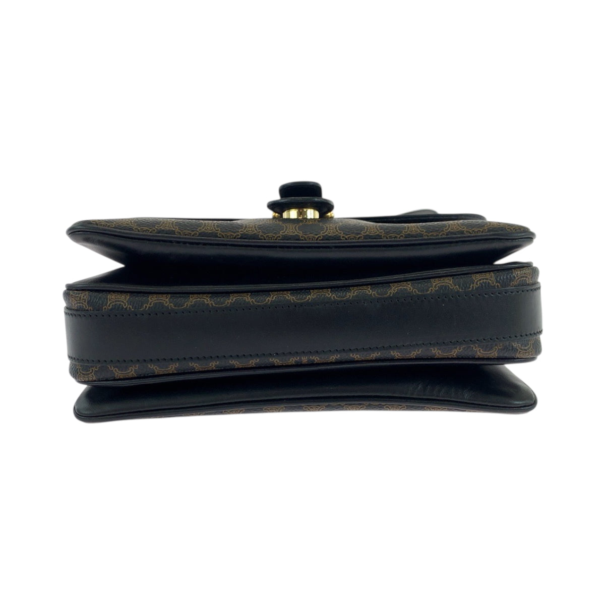 Celine Shoulder Bag Pvc Black Dark Brown Gold Metal Shoulder Bag Pochette Macadam Women