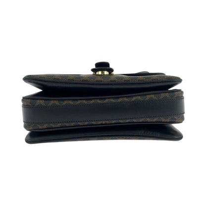 Celine Shoulder Bag Pvc Black Dark Brown Gold Metal Shoulder Bag Pochette Macadam Women