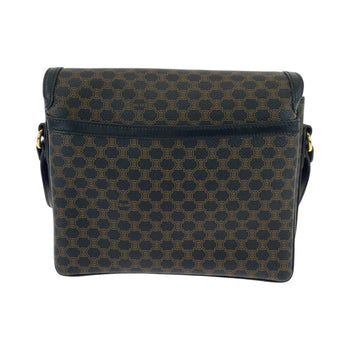 Celine Shoulder Bag Pvc Black Dark Brown Gold Metal Shoulder Bag Pochette Macadam Women