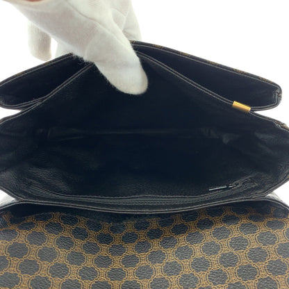 Celine Shoulder Bag Pvc Black Dark Brown Gold Metal Shoulder Bag Pochette Macadam Women
