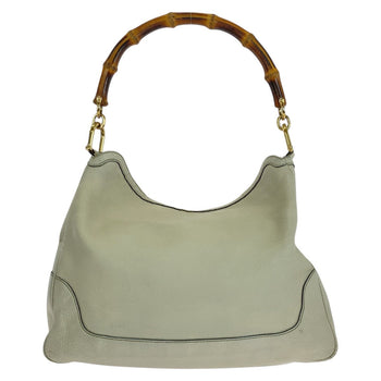 Gucci Shoulder Bag 282315 Leather Ivory Gold Metal Shoulder Bag Handbag 2Way Bamboo Women