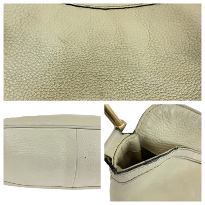 Gucci Shoulder Bag 282315 Leather Ivory Gold Metal Shoulder Bag Handbag 2Way Bamboo Women