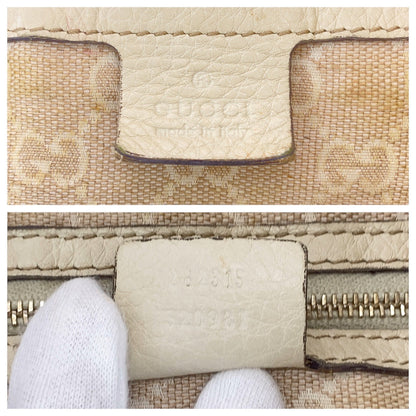 Gucci Shoulder Bag 282315 Leather Ivory Gold Metal Shoulder Bag Handbag 2Way Bamboo Women