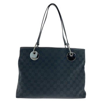 Gucci Tote Bag 120837 Gg Canvas, Leather Black Silvermetal Tote Bag Shoulder Bag Women