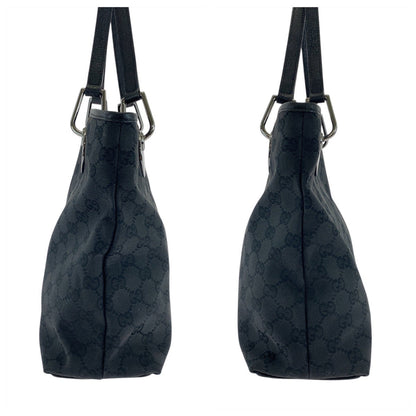 Gucci Tote Bag 120837 Gg Canvas, Leather Black Silvermetal Tote Bag Shoulder Bag Women