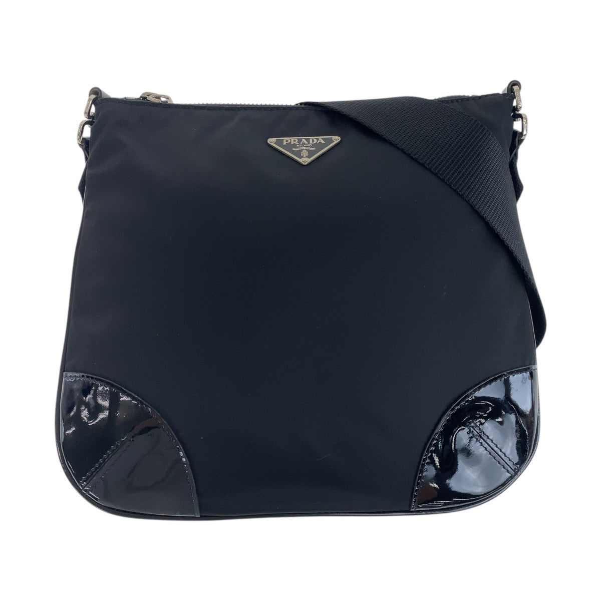 Prada Shoulder Bag Nylon, Enamel Black Shoulder Bag Pochette Test Triangle With Logo Women