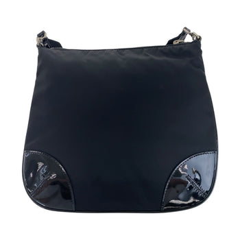 Prada Shoulder Bag Nylon, Enamel Black Shoulder Bag Pochette Test Triangle With Logo Women