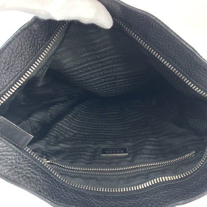 Prada Shoulder Bag Nylon, Leather Black Silvermetal Shoulder Bag Messenger Bag Tessuto Vitello Dino
