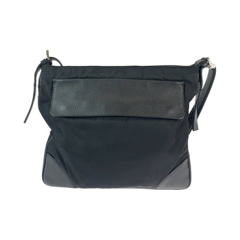 Prada Shoulder Bag Nylon, Leather Black Silvermetal Shoulder Bag Messenger Bag Tessuto Vitello Dino