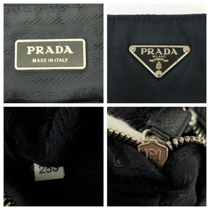 Prada Shoulder Bag Nylon, Leather Black Silvermetal Shoulder Bag Messenger Bag Tessuto Vitello Dino