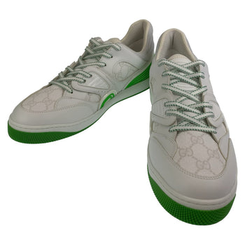 Gucci Sneakers 700290 Leather White Green Sneakers Basketball Shoes Basket Gg Pattern Mens 11