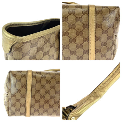 Gucci Tote Bag 197953 Gg Supreme Canvas Brown Gold Gold Metal Tote Bag Shoulder Bag Gg Crystal Women